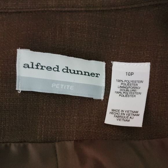 Alfred Dunner Petite Classy Zip Up Blazer Jacket Sz 10P Brown Long Sleeve - Picture 5 of 5